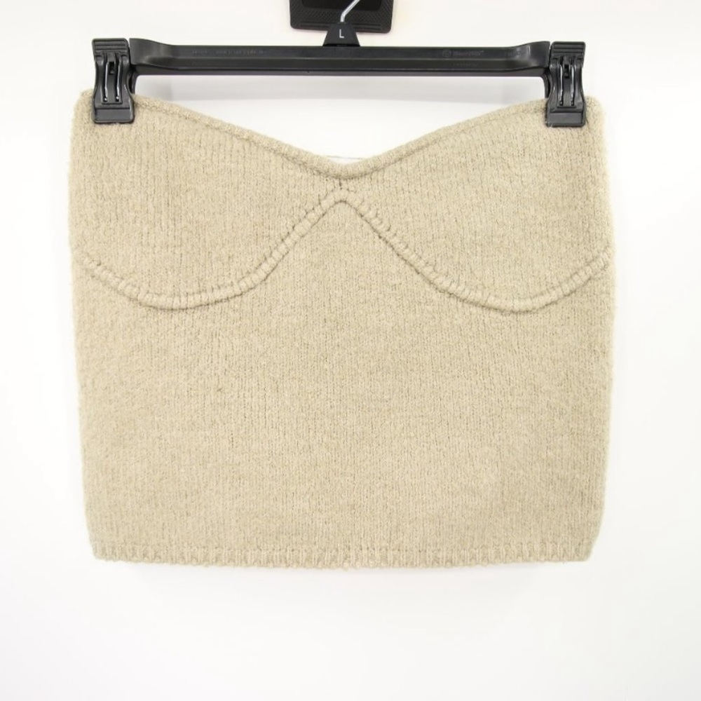 Zara Strapless Sweater Knit Crop Top Tan Knit Size Large Tank Top Knitted ⭐️